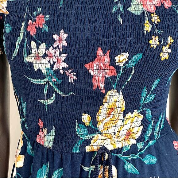 Xhilaration Floral Off Shoulder Wide Leg Smocked Jumpsuit Size S Multicolor - Picture 5 of 15